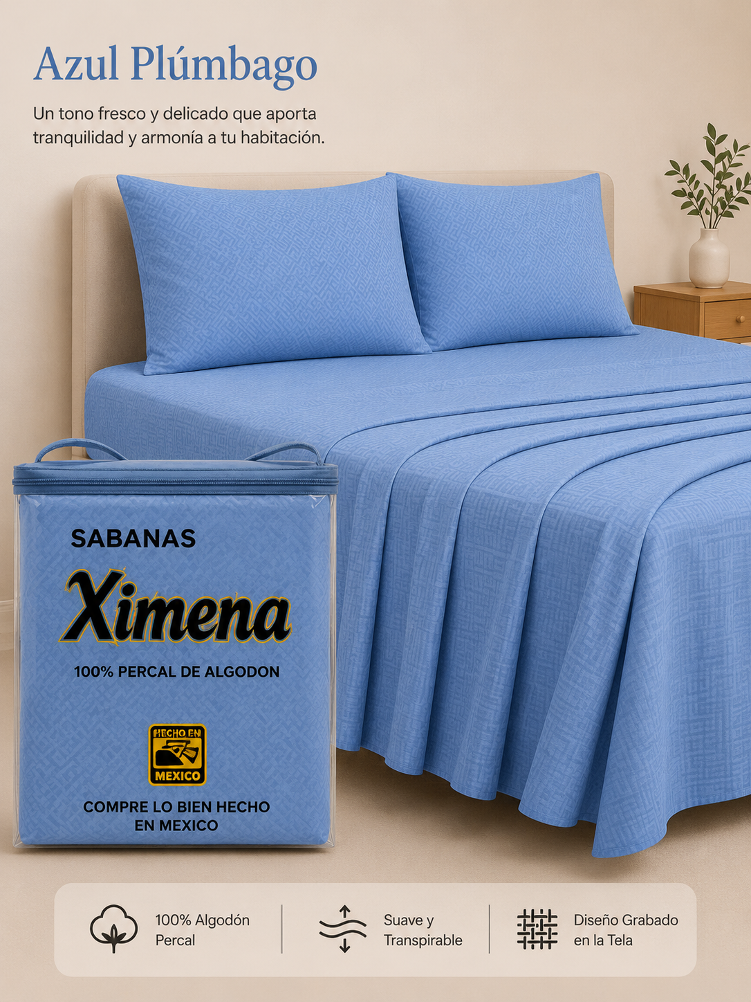 Juego Sabana Algodón Embosado