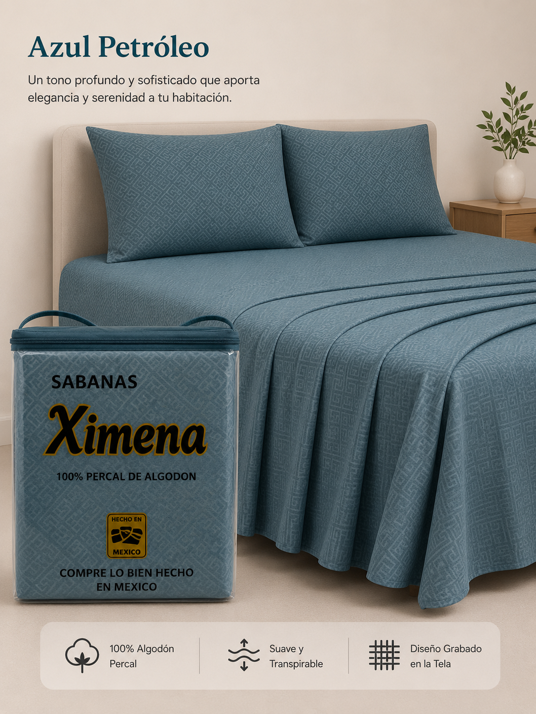 Juego Sabana Algodón Embosado