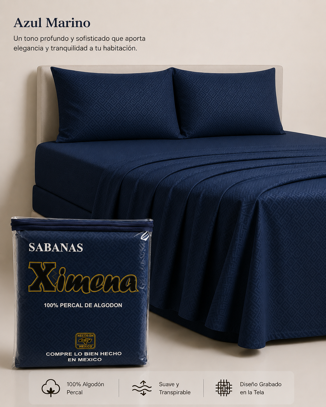 Juego Sabana Algodón Embosado