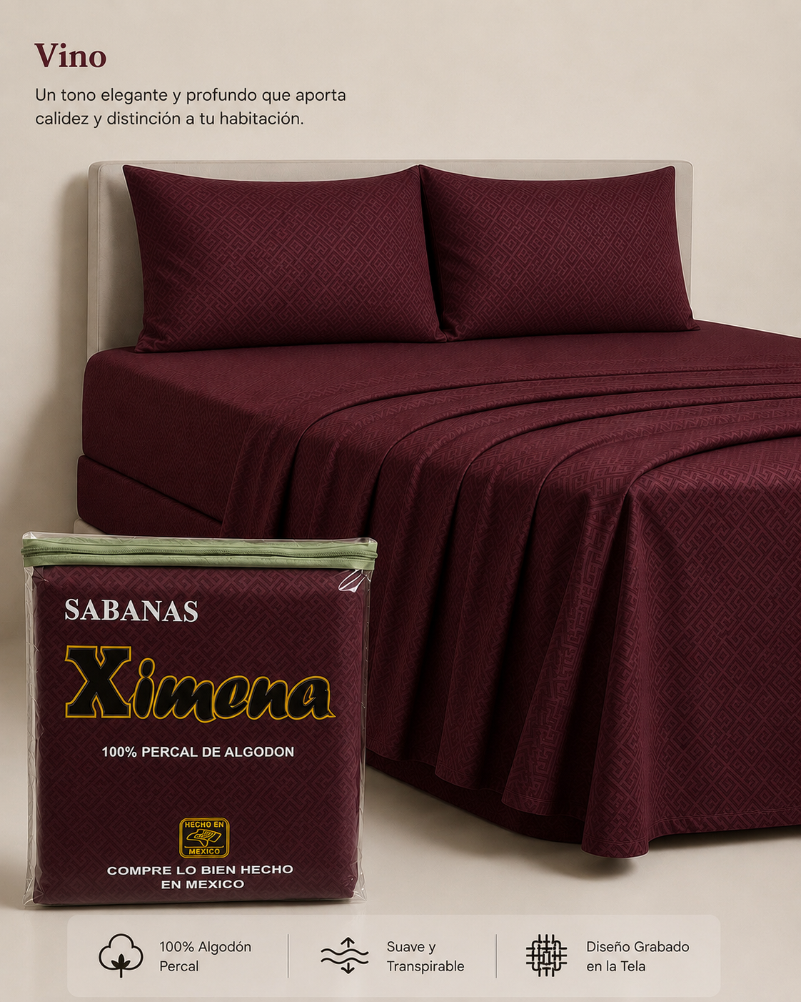 Juego Sabana Algodón Embosado