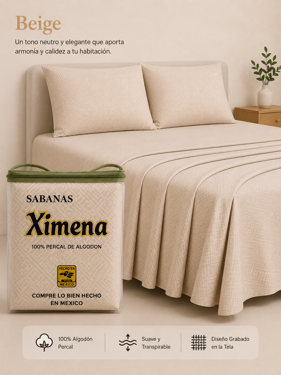 Juego Sabana Algodón Embosado