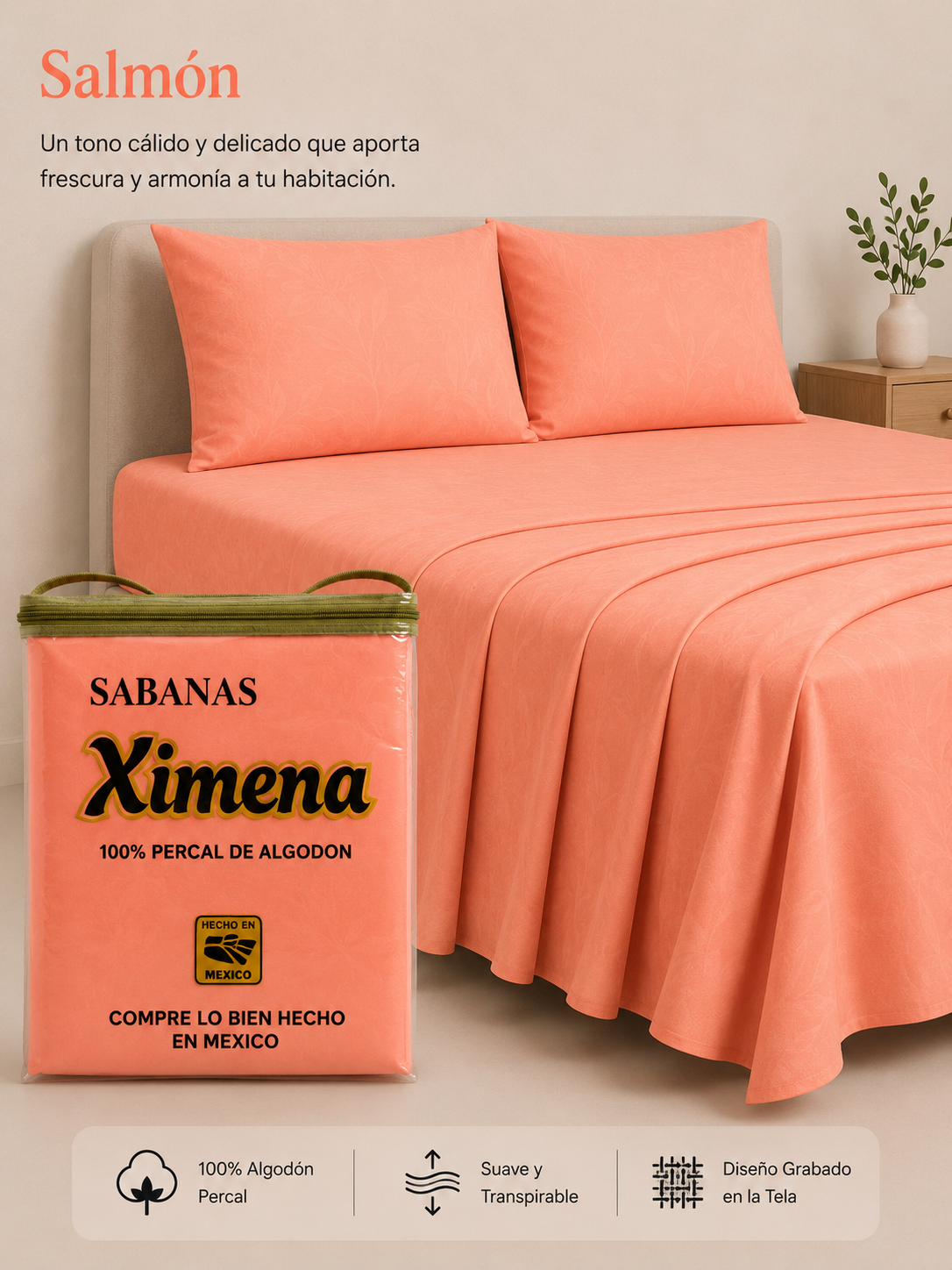 Juego Sabana Algodón Embosado