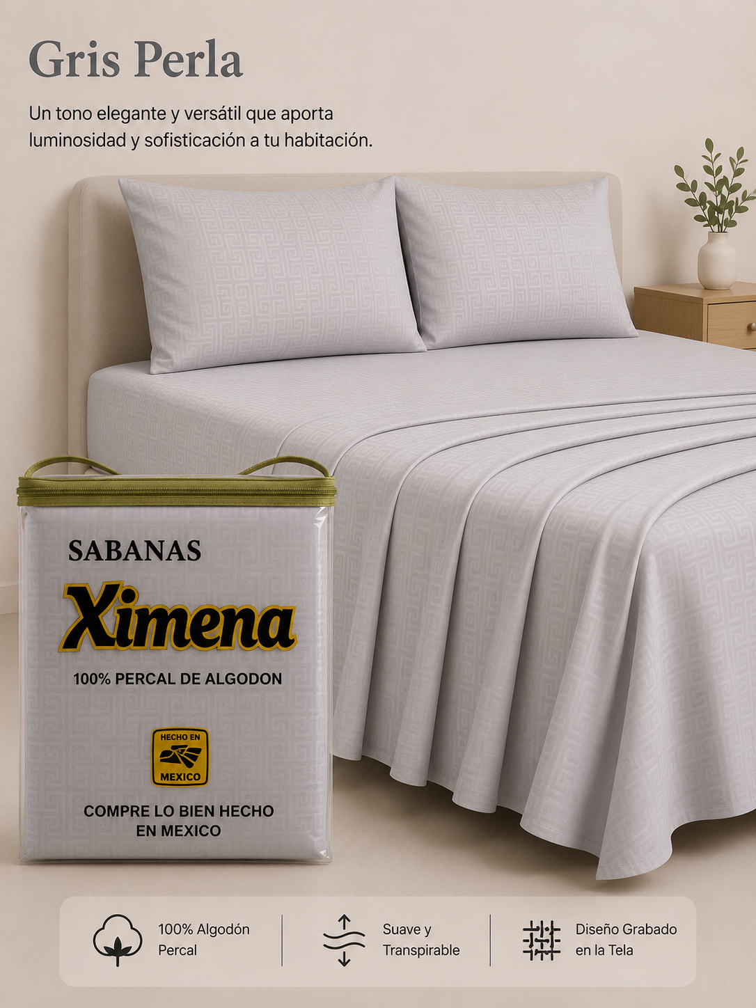 Juego Sabana Algodón Embosado